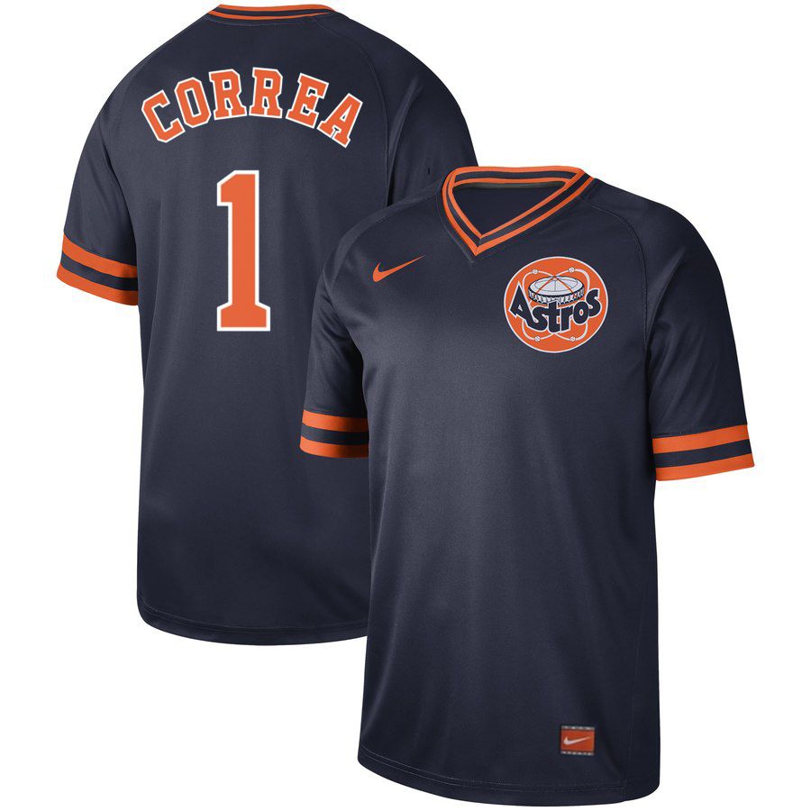 Men Houston Astros #1 Correa Dark blue Nike Cooperstown Collection Legend V-Neck MLB Jersey